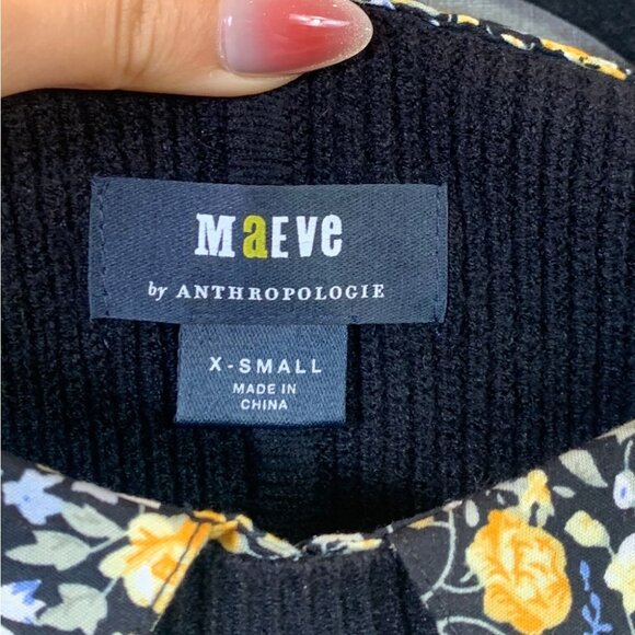 Anthropologie Maeve Layered Twofer Peplum Peter Pan Collar Black Sweater - Picture 6 of 9